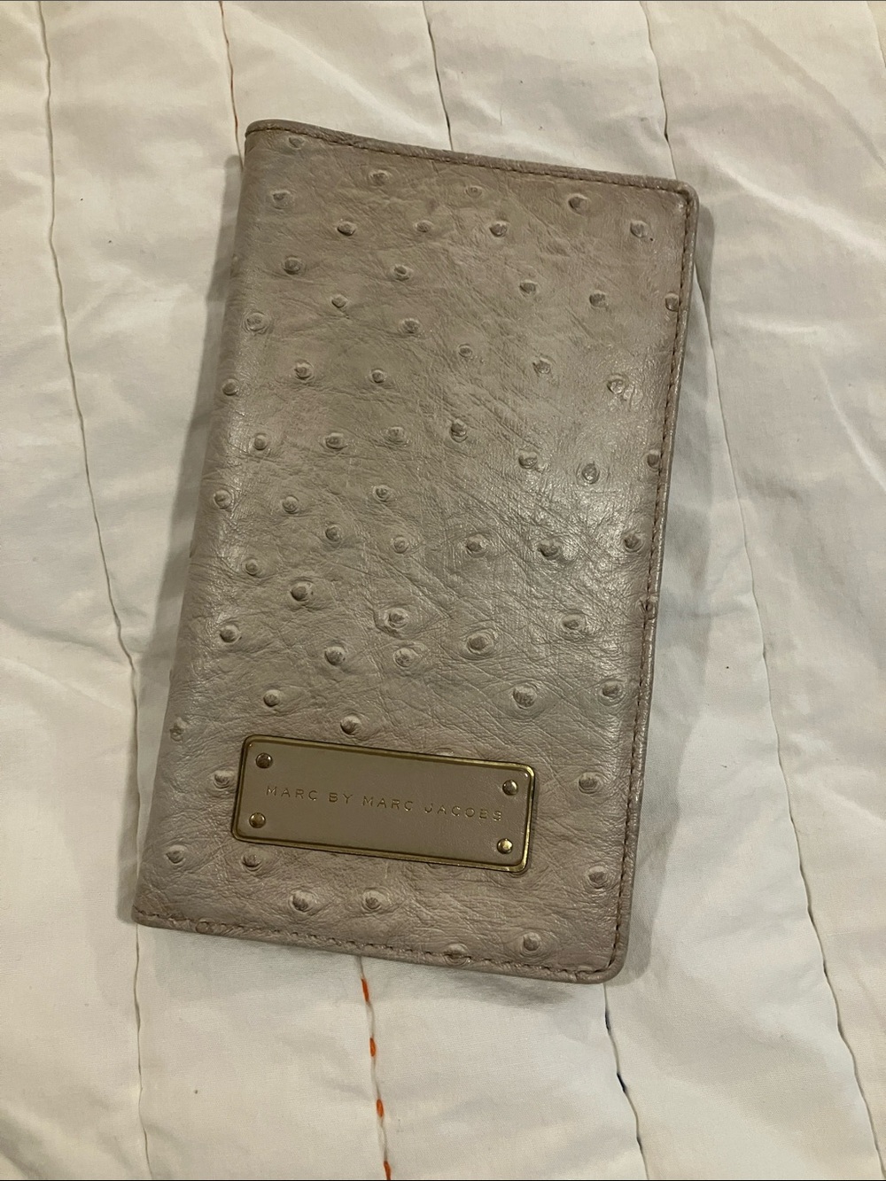 Marc by Marc Jacobs Cream Ostrich-Embossed Long Card Holder